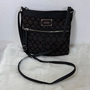 Nine West Black Grey Silver Signature Crossbody Bag